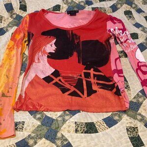 Vtg Custo Barcelona long sleeve lounging lady shirt